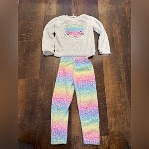 Btween Pastel rainbow cat Fleece Set